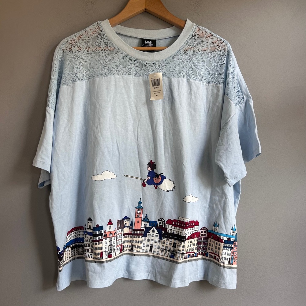 Her Universe Studio Ghibli Kiki's Delivery Service Lace Graphic Top Blue XL